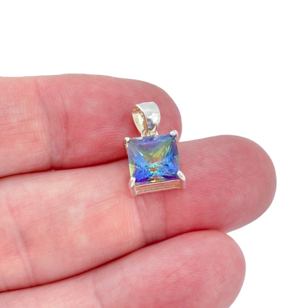Vintage Sterling Silver 925 Mystic Quartz Pendant